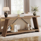 Tribesigns 70.9 Inches Extra Long Sofa Table Behind Couch, Industrial Entry Console Table with Storage for Hallway, Entryway, Living Room, Light Natural Brown