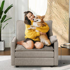 Vesgantti 40" Single Seat Sofa, Comfy Cloud Couch Deep Seat Upholstered Couch Chenille Modern Sofa with Armrest Pillow, Easy Assembly for Living Room, Bedroom and Apartment, Light Brown