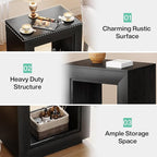Tribesigns Rustic Wood End Table, 2 Tiered Square Side Table with Storage Shelf, Industrial Sofa Side Table for Living Room, Entrance (2, Dark)