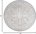 SAFAVIEH Area Rug 3' Round - Reflection Collection - Light Grey & Cream, Non-Shedding & Easy Cleaning, Ideal for Foyer, Living Room, Bedroom (RFT665C)