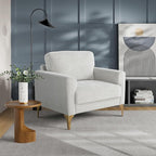 Studio Living® Matthew 39.8" Arm Chair, Mid-Century Modern, Pocket Coil Comfort, Metal Brushed Bronze Legs, Chenille Fabric, Ivory