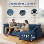 111.4" Cloud L Shaped Sectional Couch with Ottoman｜Modular Chenille Sofa with 29.1" Deep Seat｜FSC Solid Wood Frame｜Easy Assembly & 1YR Guarantee｜for Living Room Bedroom Apartment