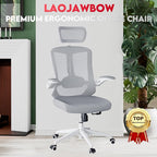 Ergonomic Office Chair - 400LB Comfy Desk Chairs with Adjustable Headrest and Lumbar Back Support, Mesh Computer Chairs with Wheels and Arms for Home Office, Study, Bedroom and Dorm (04grey)
