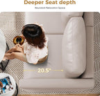 ABCASA Faux Leather Oversized Accent Chair with Storage Deep Seat Single Sofa Large Reading Armchair for Living Room Bedroom Office Whitesand