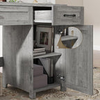 Farmhouse 47" Executive Desk, Computer Desk with Drawers and Storage Cabinet, Workstation for Home Office and Study.(Grey)