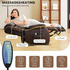 TEKAMON Power Lift Recliner Chair for Elderly with Heat & Massage, Dual Motor Breathable Leather Recliner, Lay Flat Sleeping Chairs with Infinite Position, RemoteControl(Brown, Extended)