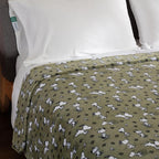 Berkshire Blanket Peanuts® VelvetLoft® Cute Character Snoopy Plush Blanket,Loden Green,King 90 in x 108 in (Official Peanuts® Product)