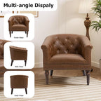 Lumibee Faux Leather Barrel Chairs, Upholstered Accent Chairs Set of 4 for Living Room, Modern Comfy Club Armchairs for Office, Bedroom, Waiting Room-Brown