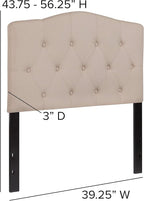 BizChair Tufted Upholstered Twin Size Headboard in Beige Fabric