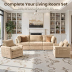 Swivel Accent Chair Set of 2, Modern Sofa Chairs for Living Room, Plush Upholstered Cloud Chair with Double Layer Thick Cushions, Bedroom Reading Nook Armchair, Beige