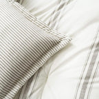Lush Decor Stripe Reversible Cotton Comforter Set, Cozy Farmhouse Bedding Set, Full/Queen, Gray, 3 Piece Set