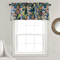 Lush Decor Dolores Light Filtering Valance Curtains Single, 52" W x 18" L Navy & Multi -Valances for Windows - Vintage Valance Floral - Coquette Decor