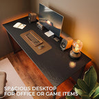 Huuger 48 Inch Office & Gaming Desk with Storage, Modern Simple Design, Large Legroom, Black Metal Frame