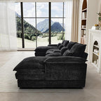 HYJT-H&K 124" U Shaped Cloud Couch Sectional, Comfy Fluffy Chenille Black Sectional Couches for Living Room, Modern Modular Sectionals Sofa with Central Console Double Chaise Lounge Black