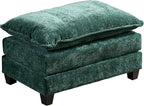 Aoowow Matching Ottomans for Cloud Sofas,Modern Chenille Upholstered Ottoman for Living Room Bedroom,Fluffy Footstool Extention for The Cloud Couches,Soft Comfy Cushioned Footrest (Green, Ottoman)