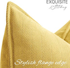 ZWJD Yellow Pillow Covers 24x24 Set of 2 Chenille Throw Pillow Covers with Elegant Design Soft and Luxurious Decorative Throw Pillows for Couch, Bed, and Home Decor