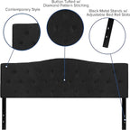 BizChair Tufted Upholstered King Size Headboard in Black Fabric