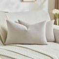 FUTEI Oatmeal Decorative Throw Pillow Covers 12x20 Inch Set of 2,Soft Cozy Wheat Ear Striped Patterns Lumbar Pillow Cases,Modern Home Decor for Couch Bed Living Room