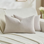 FUTEI Oatmeal Decorative Throw Pillow Covers 12x20 Inch Set of 2,Soft Cozy Wheat Ear Striped Patterns Lumbar Pillow Cases,Modern Home Decor for Couch Bed Living Room