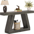 Tribesigns Farmhouse Console Table, 55-Inch Rustic Sofa Table with Storage, Industrial Wooden Entryway Table for Hallway, Living Room, Gray