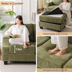85'' L Shaped Couch with Armrest Organizer,3 Seats Sofas with Storage Ottoman,Comfy Sectional Sofa with Thick Cushion,Chenille Sectional Couches for Living Room,Bedroom,Apartment,Green