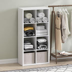 Furinno Cubic Closet Organizers and Storage, 8-Cube Closet Organizer, Open Shelf Closet Storage, Extra Thick Frame for Wardrobe, Bedroom, Living Room, White