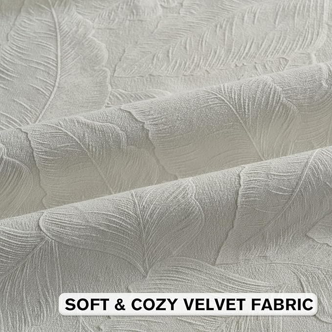 FUTEI Cream Velvet Throw Pillow Covers 18x18 Inch Set of 2,Soft Embossed Leaf-Relief Textured Cushion Cases,Natural Home Decor for Couch Living Room