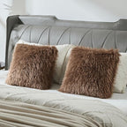 FUTEI Dark Brown Decorative Throw Pillow Covers 18x18 Inch Set of 2,Soft Cozy Faux Fine Wool Textured Cushion Case,Modern Home Luxury Decor for Couch Bed Living Room