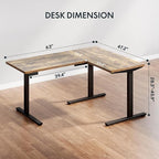 SANODESK L Shaped Standing Desk Adjustable Height, Electric Corner Standing Desk, 63 x 48 inch Sit Stand Computer Table with Splice Board, Rustic Brown