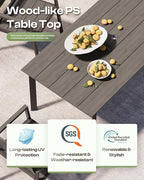 67" Rectangle HDPS Patio Dining Table, Aluminum Outdoor Patio Dining Table with Umbrella Hole, Weather-Resistant for Lawn, Garden, Yard, Poolside and Indoor Use, Charcoal