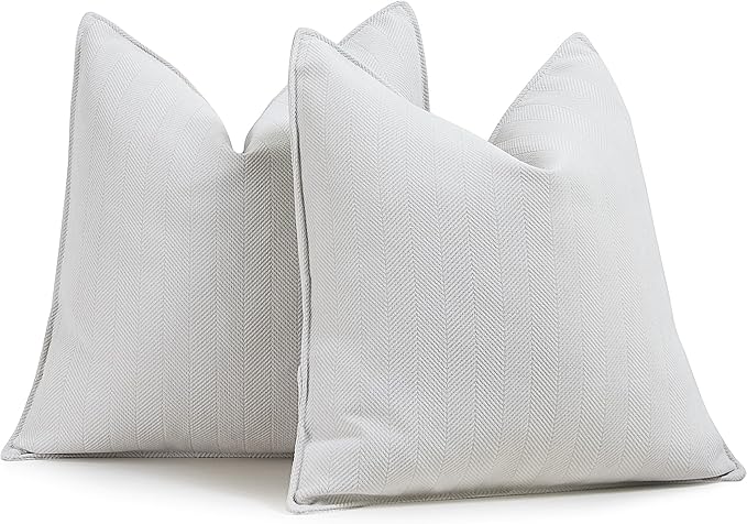 ZWJD Cream Pillow Covers 18x18 Set of 2 Chenille Throw Pillow Covers with Elegant Design Soft and Luxurious Decorative Throw Pillows for Couch, Bed, and Home Decor