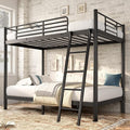 Bunk Bed Twin Over Twin, Heavy Duty Metal Bunk Bed Frame with Angled Ladder for Teens and Adults, for Spaces-Saving, Smooth Rounded Edges, Noise Free & Easy Assembly, Black