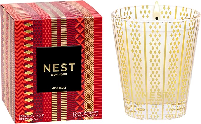 NEST New York Scented Classic Christmas Candle, Holiday - 8.1 oz - Up to 60-Hour Burn Time - Reusable Glass Vessel