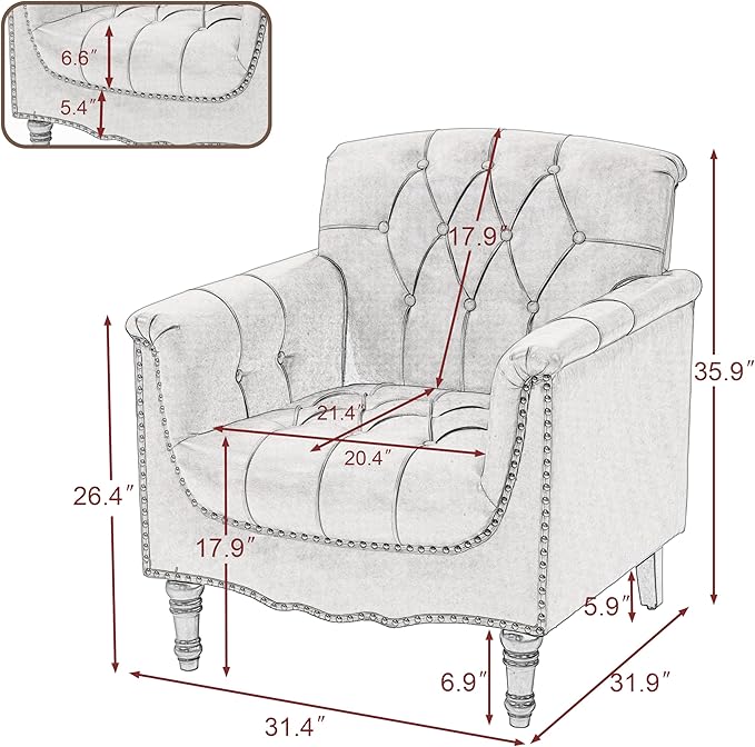 UIXE Faux Leather Accent Chairs Set of 2, Comfy Club Chair Upholstered Armchair for Living Room, Button Tufted Arm Chair Retro Single Sofa Side Reding Seat for Bedroom - Black Blue