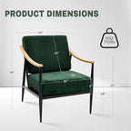 Modern Accent Chairs Set of 2 for Living Room Bedroom Mid Century Arm Chairs Upholstered Office Accent Chairs Comfy Waiting Room Chairs with Metal Frame, Green