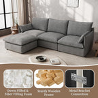 Waterproof Cloud Sectional Couches,High Backrest Down Filled Sofa for Living Room,Modular Sofas Spill & Stain-Resistant Cloud Couch,Detachable Couch Covers,Dark Grey