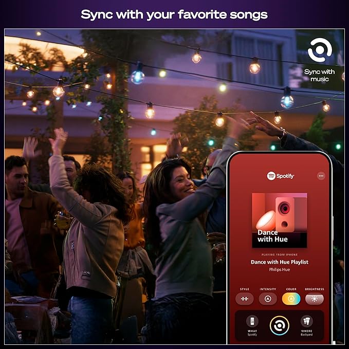 Philips Hue Festavia Globe Outdoor String Lights, White and Color Ambiance, 91ft, 32 Bulbs, Dimmable, Control with Hue App, Works with Alexa, Google Assistant, Apple Home