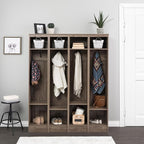 Prepac Narrow Coat Rack Freestanding Hall Tree with 3 Hooks, Entryway Furniture for Coat and Shoe Storage, Entryway Organization with an Adjustable Shelf, 14.75"W x 72.5"H x 15.5"D, Drifted Gray