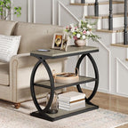 Tribesigns End Table, Narrow 3-Tier End Table for Living Room, Industrial Wooden Side Table with Metal Frame, Small Bedside Nightstand for Bedroom, Small Spaces, Grey