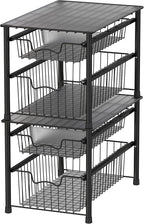 Simple Houseware Stackable 2 Tier Basket Drawer, Black