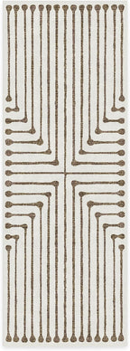RUGGABLE x Jonathan Adler Machine Washable Modern Runner Rug – Inkdrop Camel & Ivory 2.5x7, Stain-Resistant, Non-Slip – Washable Rug for Hallway, Entryway, Living Room & Kitchen–with Cushioned Pad