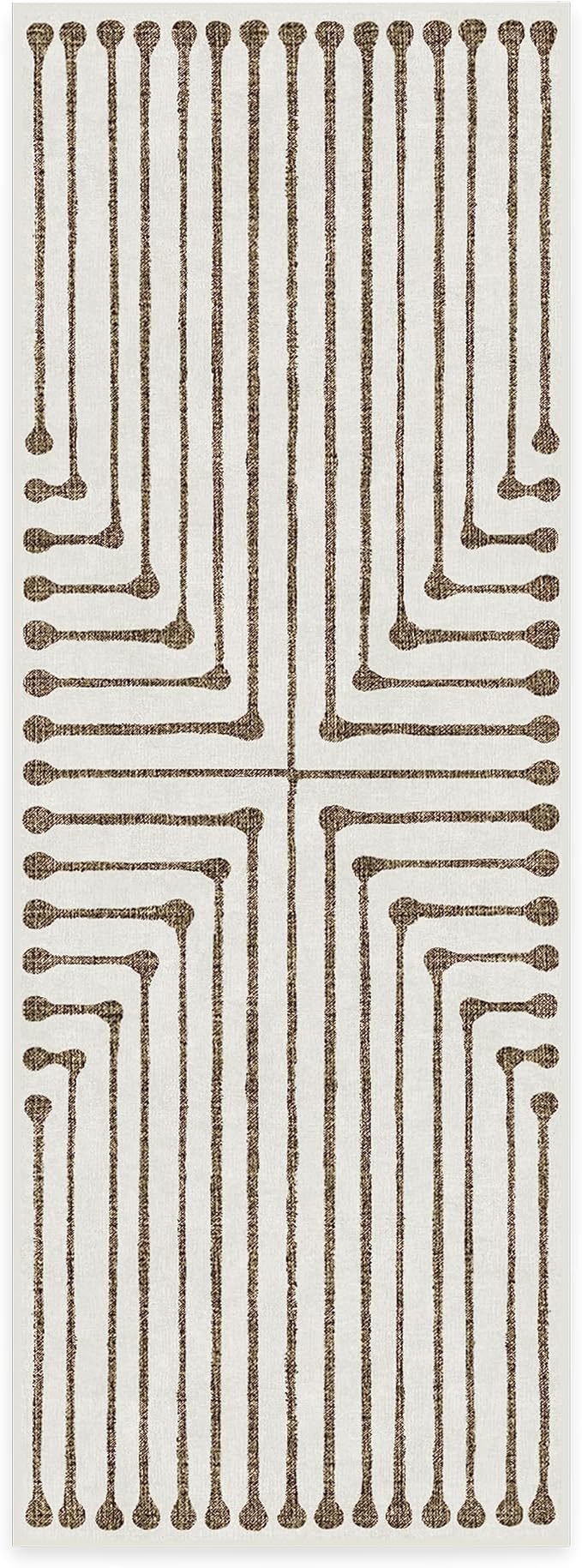 RUGGABLE x Jonathan Adler Machine Washable Modern Runner Rug – Inkdrop Camel & Ivory 2.5x7, Stain-Resistant, Non-Slip – Washable Rug for Hallway, Entryway, Living Room & Kitchen–with Cushioned Pad