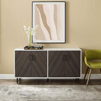 Walker Edison Fehr Modern 4 Door Bookmatch Buffet, 58 Inch, Ash Brown