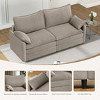 Vesgantti 74" Loveseat Sofa for Living Room, Comfy Cloud Couch Deep Seat Chenille Modern 2 Seater Small Sofa with Armrest Pillow, Easy Assembly for Small Spaces, Light Brown