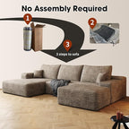 108" Sectional Couches for Living Room Modern Modular Sofa with L-Shape Couchs Upholstered Boneless Couch Deep Seat Sectional Couch with Chaise (Camel, Left Facing Chaise+2Seaters+1Ottoman)