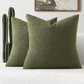 FUTEI Pack of 2 Moss Green Decorative Throw Pillow Covers 20x20 Inch Soft Cozy Solid Boucle Textured Cushion Case,Modern Home Decor for Couch Bed Living Room