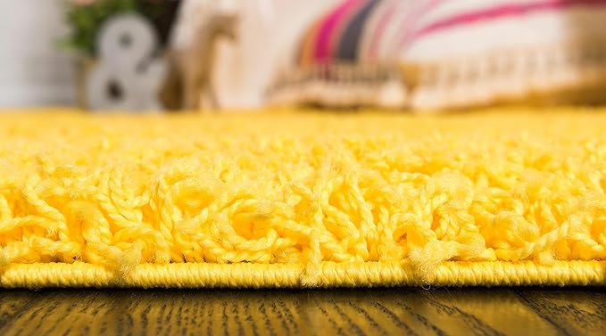 Unique Loom Solid Shag Collection Area Rug (2' 6" x 13' 1" Runner, Tuscan Sun Yellow)