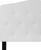 EMMA + OLIVER Twin Size Tufted Upholstered Headboard with Adjustable Metal Bed Rail Slots, Modern Fabric Upholstered Twin Headboard, White