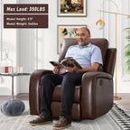 Electric Recliner Chair, Soft PU Leather Power Recliners with Padded Backrest, Single Overstuffed Heavy Duty Reclining Sofa for Living Room Bedroom, Brown