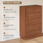 Solid Wood Dresser for Bedroom, Natural Solid Wood 6 Drawer Dresser,45.3" Tall Mid Century Modern Chest of Drawers, Closet Storage Organizer for Living Room, Bedroom